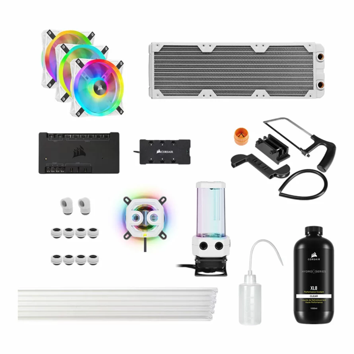 کیت خنک کننده مایع پردازنده کورسیر HYDRO X SERIES iCUE XH305i RGB PRO White Corsair HYDRO X SERIES iCUE XH305i RGB PRO White Custom Cooling Kit